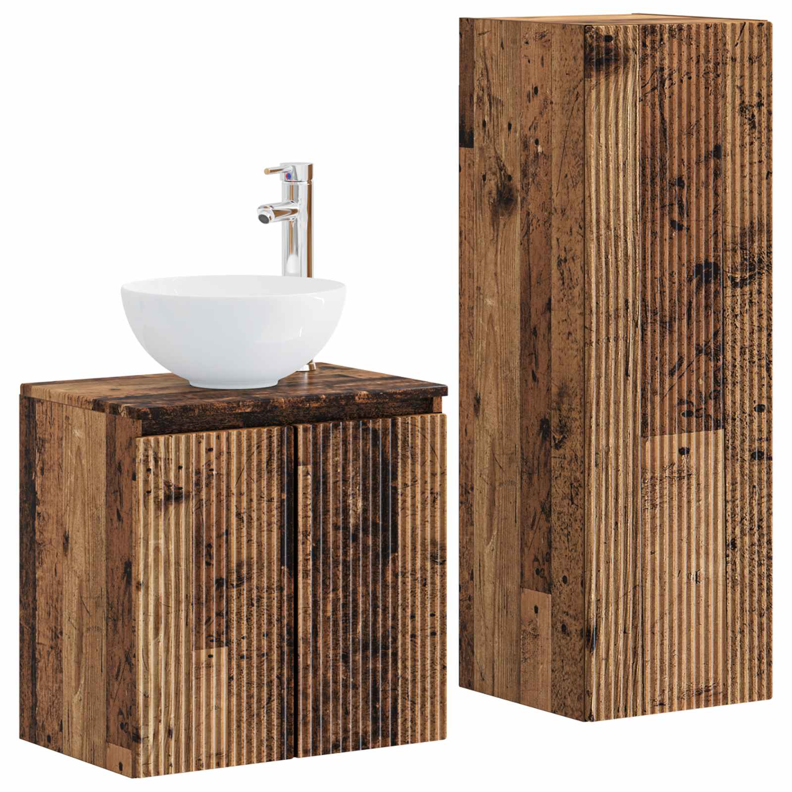 Badezimmermöbel-Set 2 stk. Altholz 33 x 34,5 x 100 cm