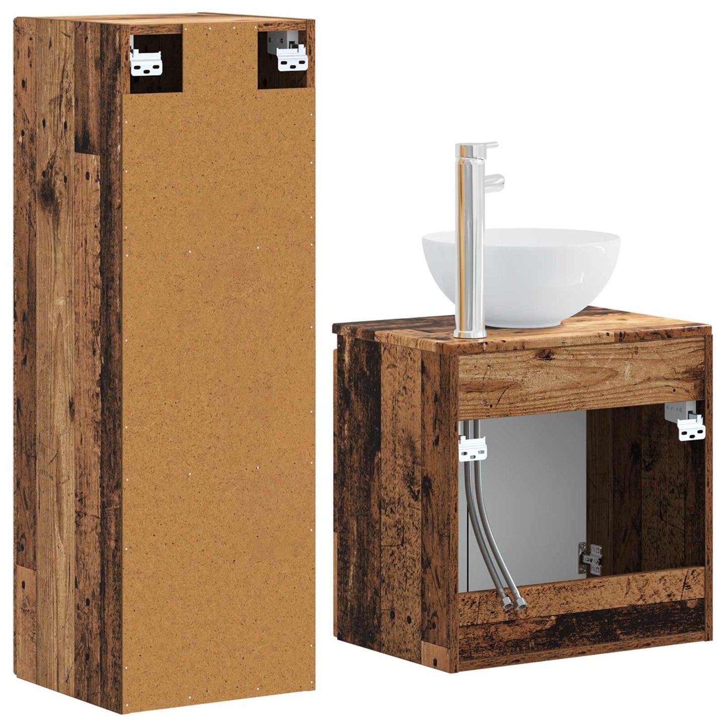 Badezimmermöbel-Set 2 stk. Altholz 33 x 34,5 x 100 cm