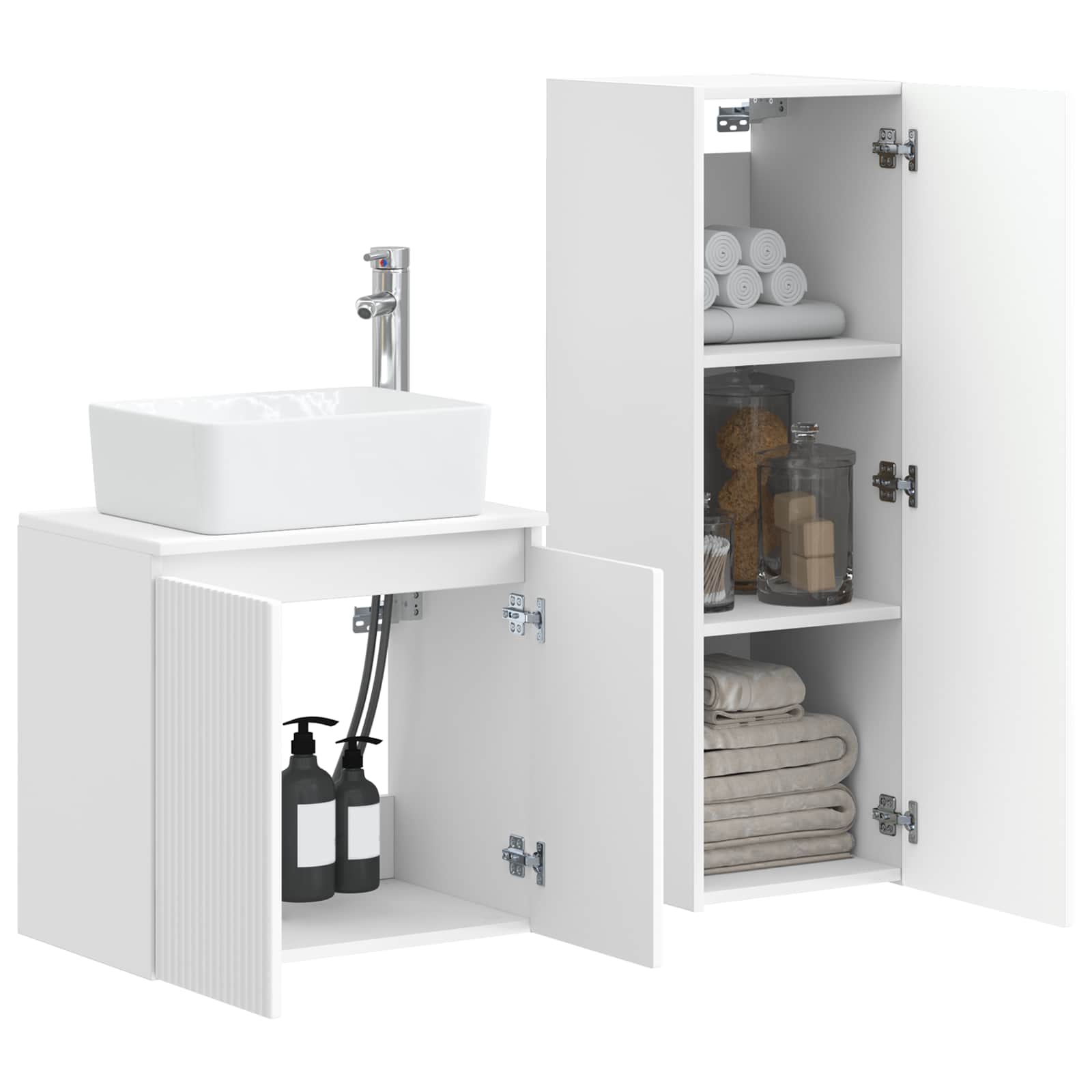 Badezimmermöbel-Set 2 stk. Weiß 33 x 34,5 x 100 cm