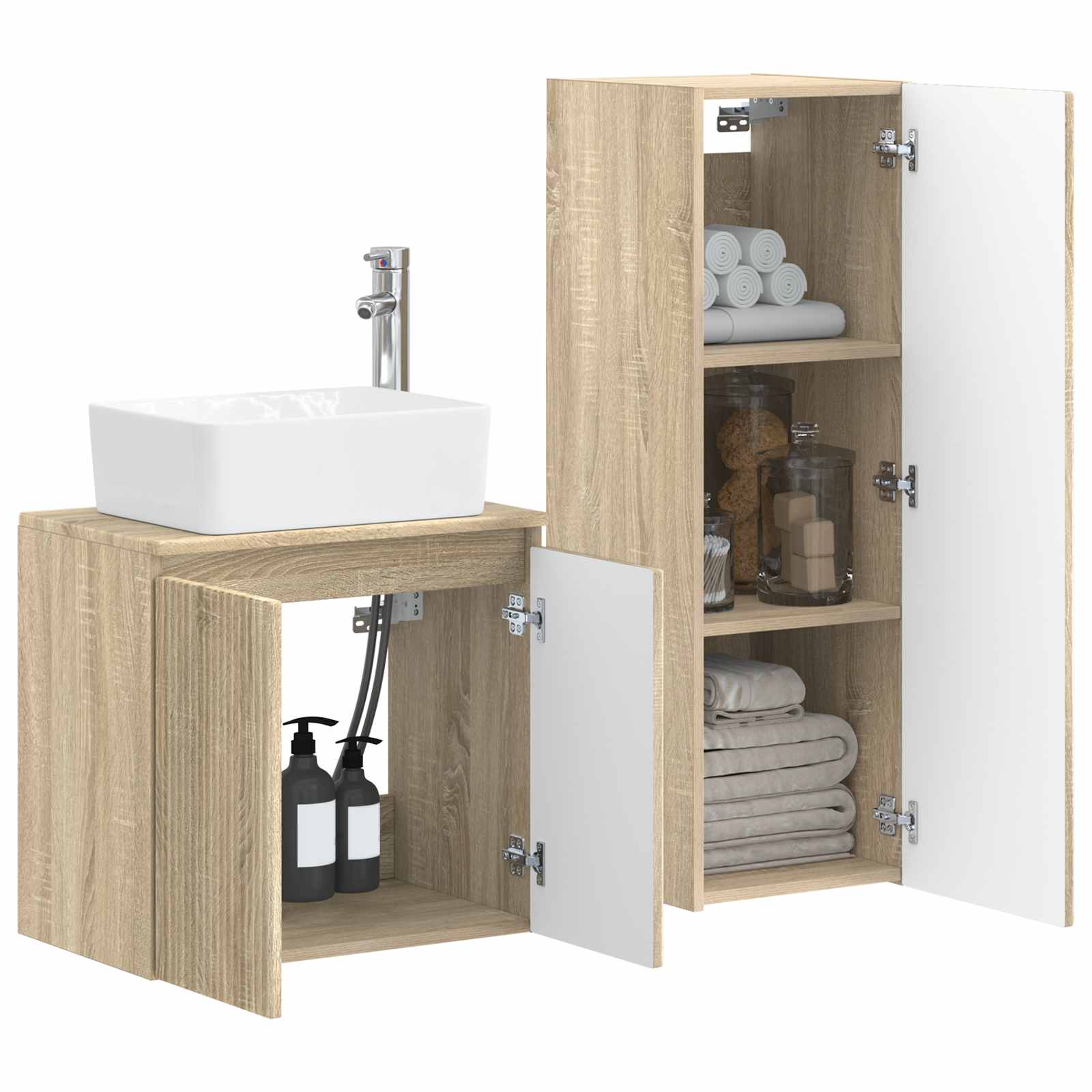 Badezimmermöbel-Set 2 stk. Sonoma-Eiche 33 x 34,5 x 100 cm