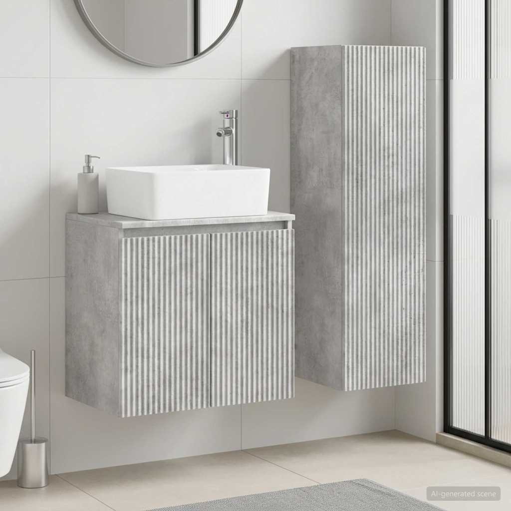 Badezimmermöbel-Set 2 stk. Betongrau 33 x 34,5 x 100 cm
