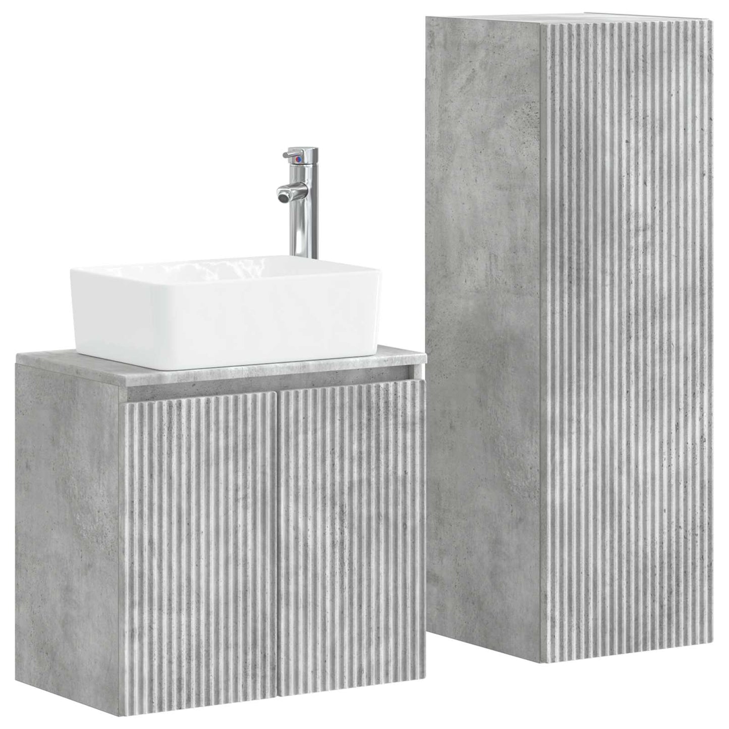 Badezimmermöbel-Set 2 stk. Betongrau 33 x 34,5 x 100 cm