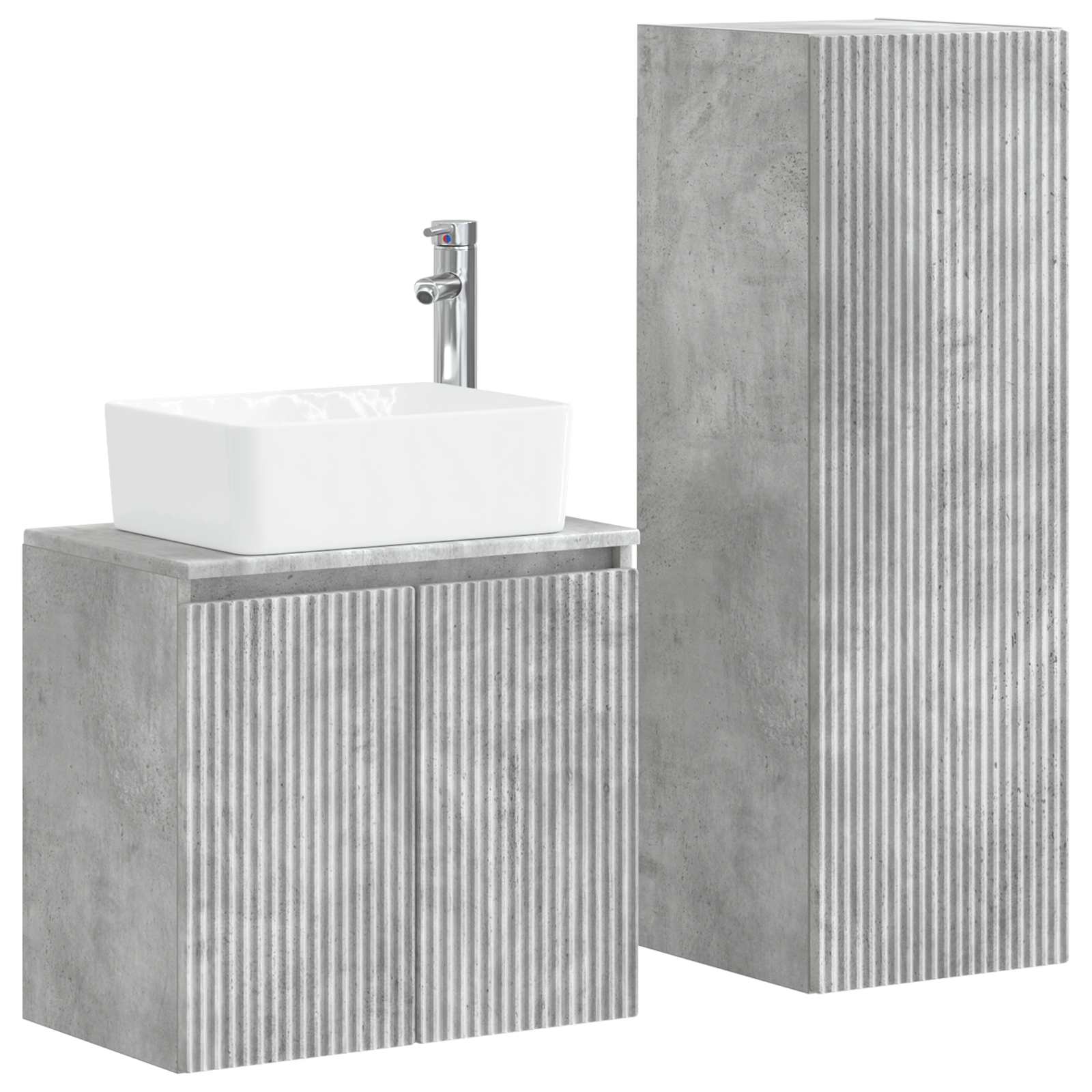 Badezimmermöbel-Set 2 stk. Betongrau 33 x 34,5 x 100 cm