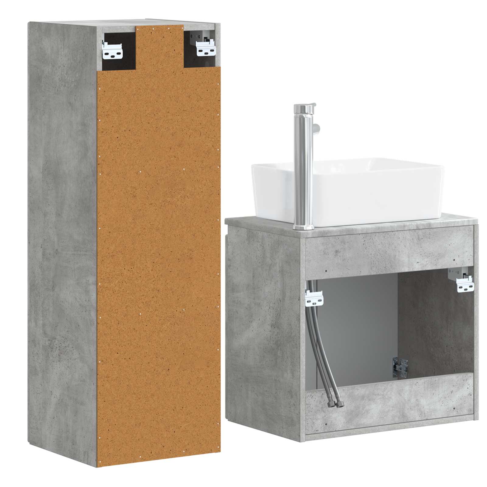 Badezimmermöbel-Set 2 stk. Betongrau 33 x 34,5 x 100 cm
