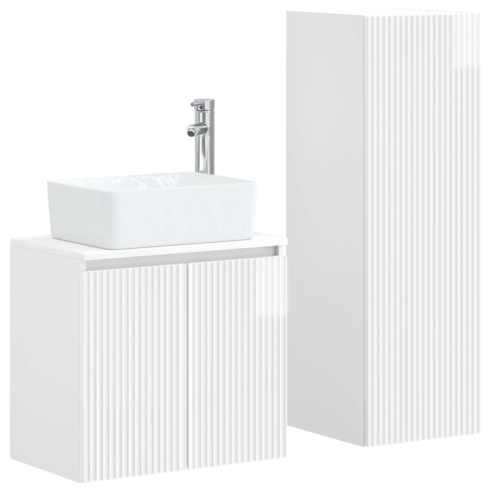 Badezimmermöbel-Set 2 stk. Hochglanz Weiß 33 x 34,5 x 100 cm