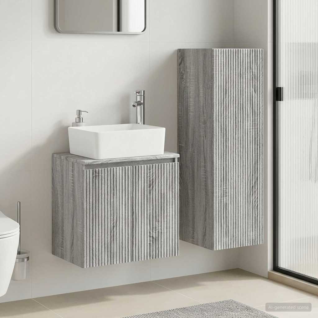 Badezimmermöbel-Set 2 stk. Grau Sonoma 33 x 34,5 x 100 cm