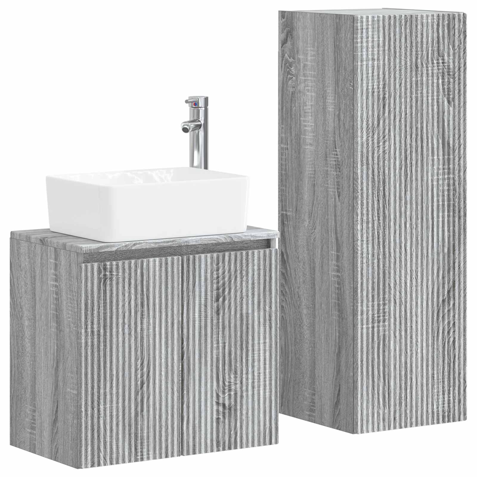 Badezimmermöbel-Set 2 stk. Grau Sonoma 33 x 34,5 x 100 cm