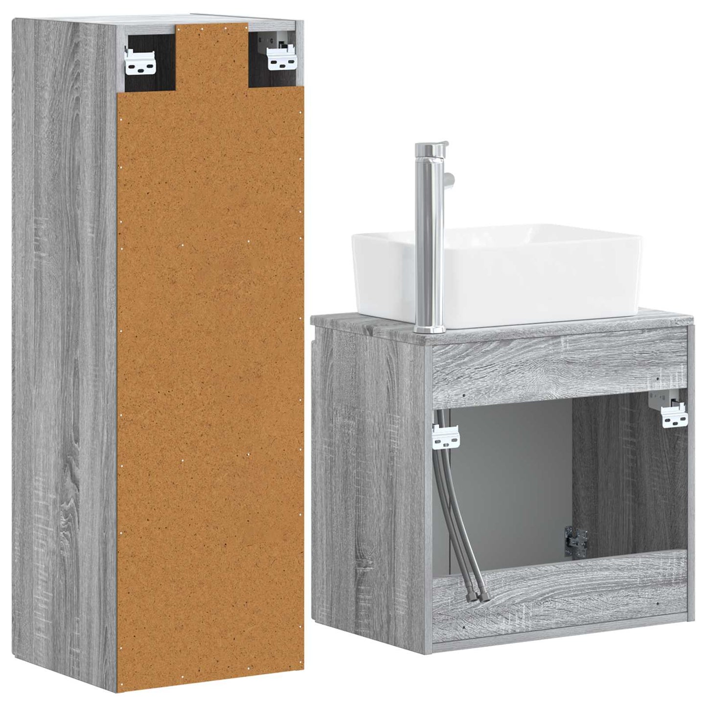 Badezimmermöbel-Set 2 stk. Grau Sonoma 33 x 34,5 x 100 cm