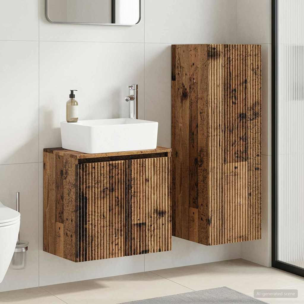 Badezimmermöbel-Set 2 stk. Altholz 33 x 34,5 x 100 cm