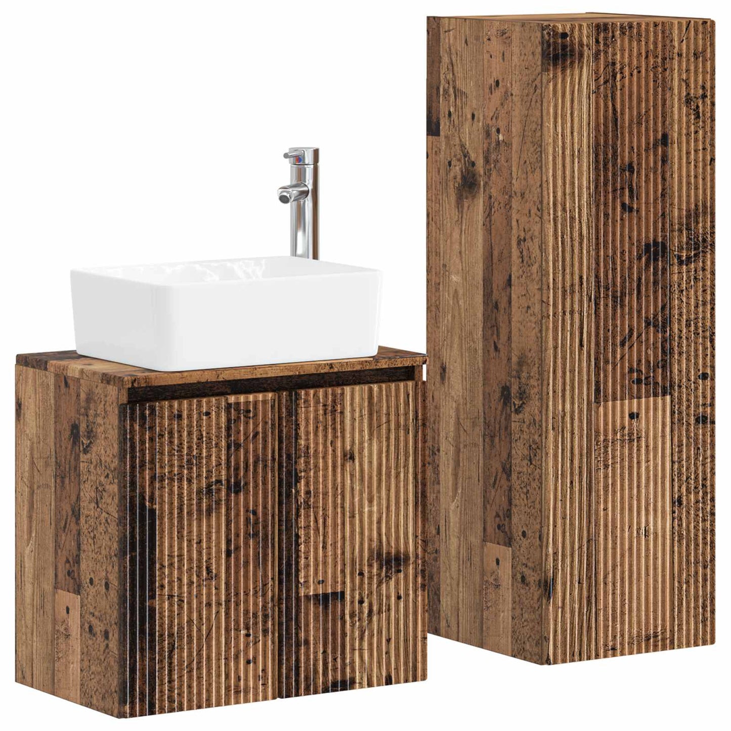 Badezimmermöbel-Set 2 stk. Altholz 33 x 34,5 x 100 cm