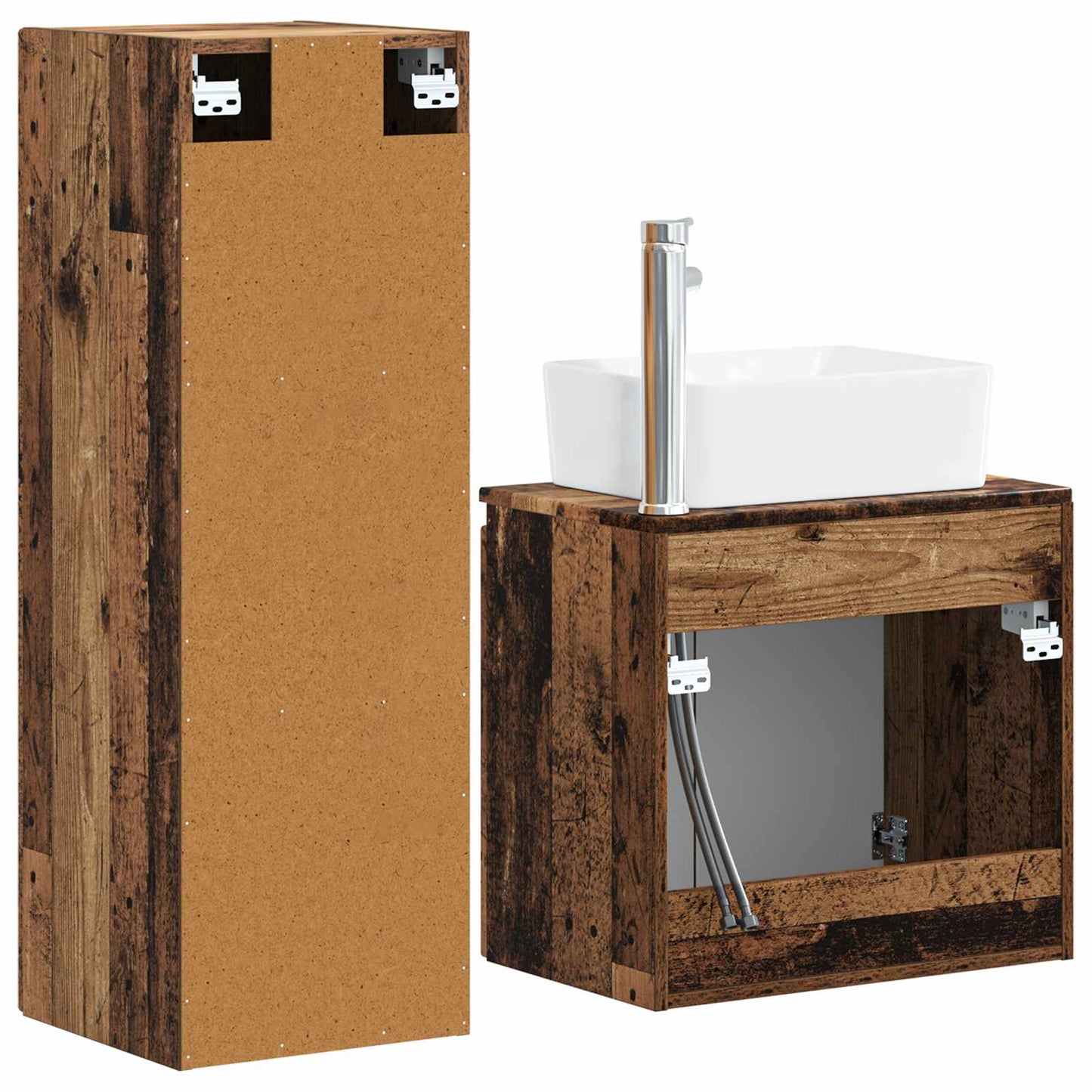 Badezimmermöbel-Set 2 stk. Altholz 33 x 34,5 x 100 cm