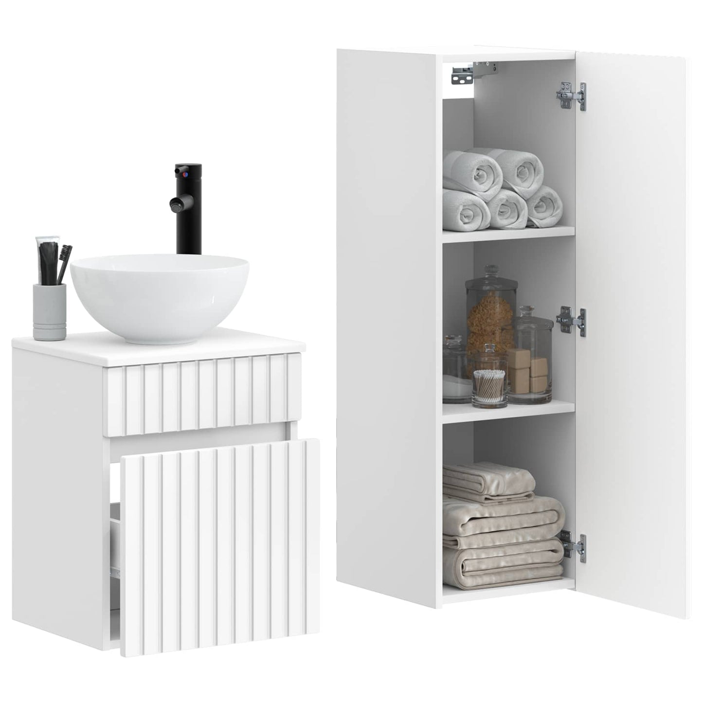 Badezimmermöbel-Set 2 stk. Weiß 33 x 34,5 x 100 cm