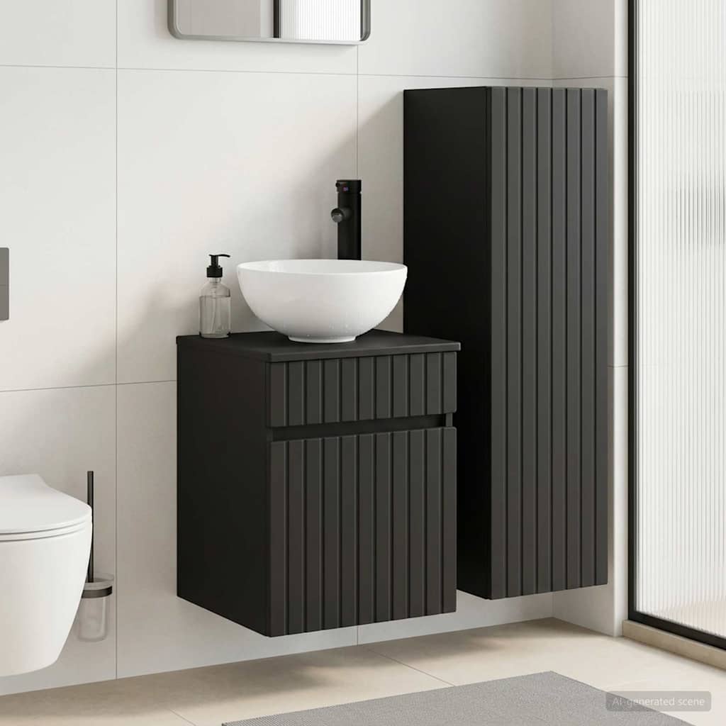 Badezimmermöbel-Set 2 stk. Schwarz 33 x 34,5 x 100 cm