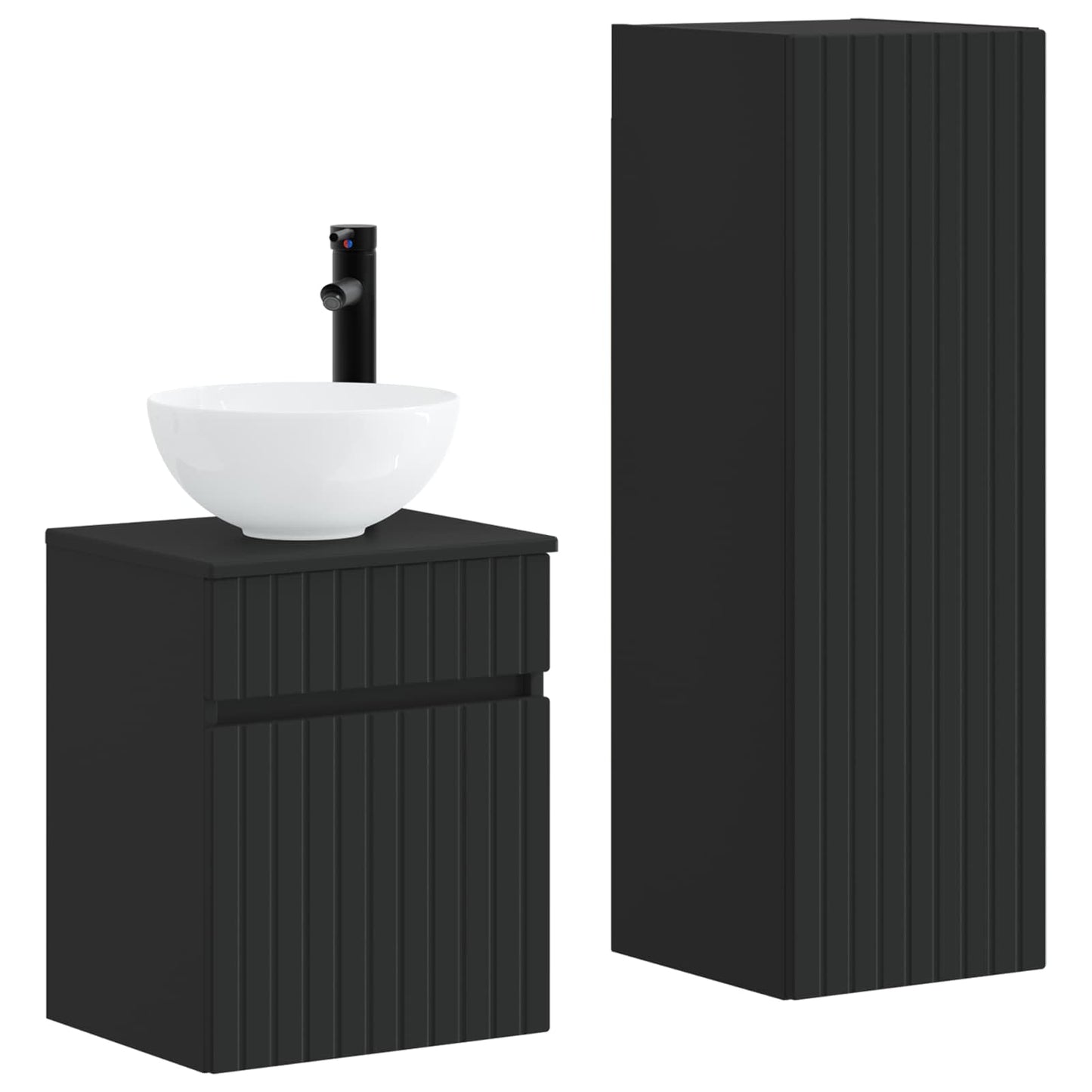 Badezimmermöbel-Set 2 stk. Schwarz 33 x 34,5 x 100 cm
