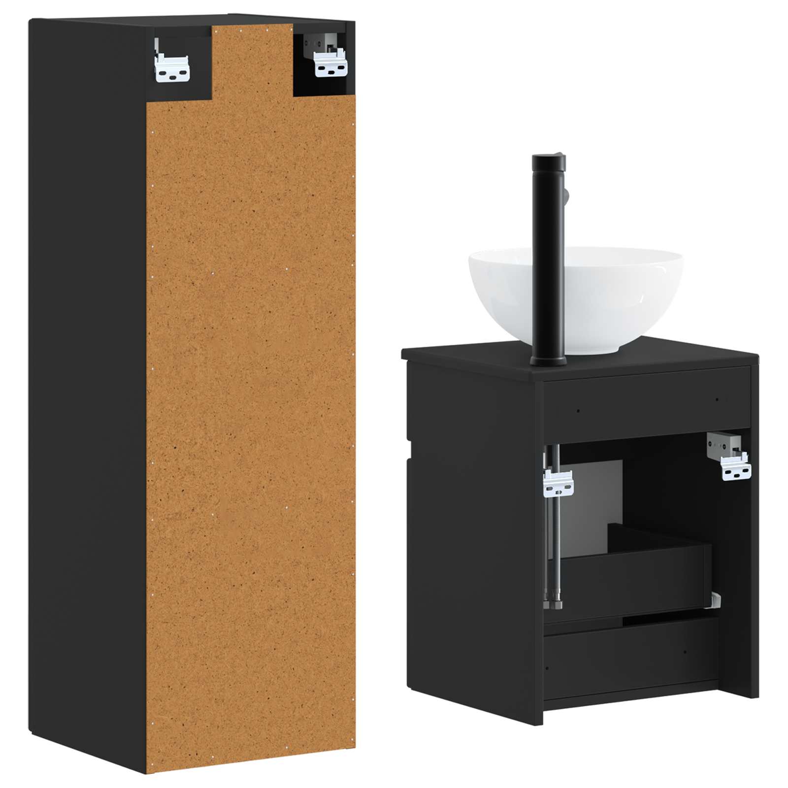 Badezimmermöbel-Set 2 stk. Schwarz 33 x 34,5 x 100 cm