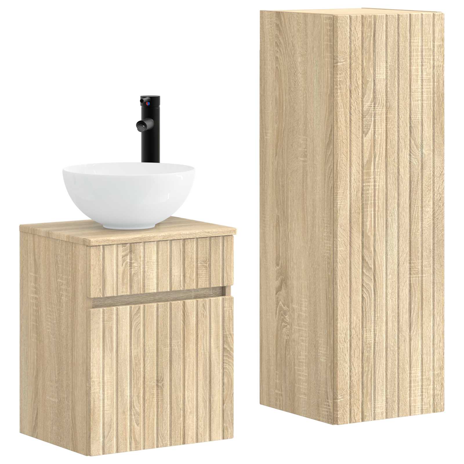 Badezimmermöbel-Set 2 stk. Sonoma-Eiche 33 x 34,5 x 100 cm