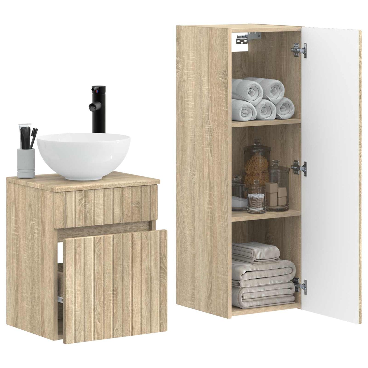 Badezimmermöbel-Set 2 stk. Sonoma-Eiche 33 x 34,5 x 100 cm