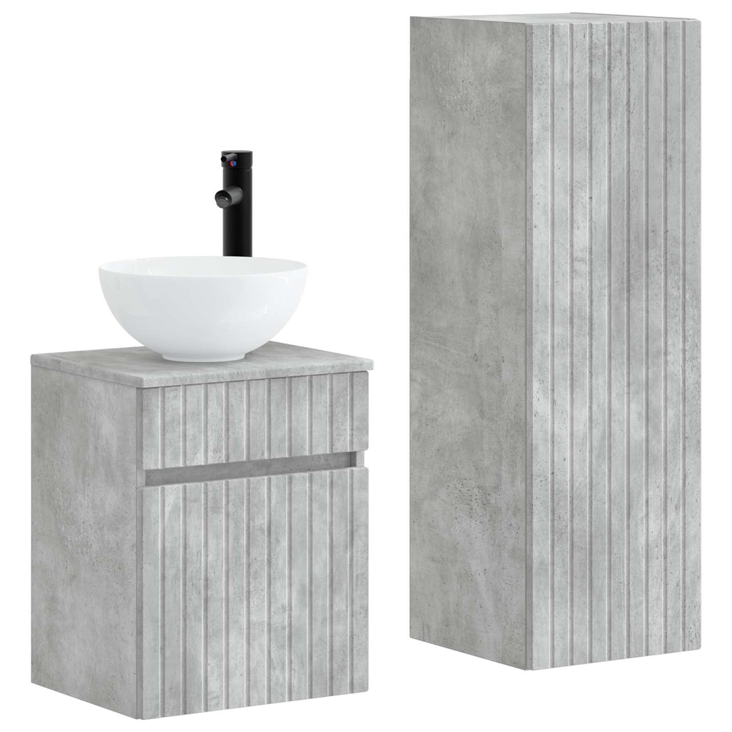 Badezimmermöbel-Set 2 stk. Betongrau 33 x 34,5 x 100 cm