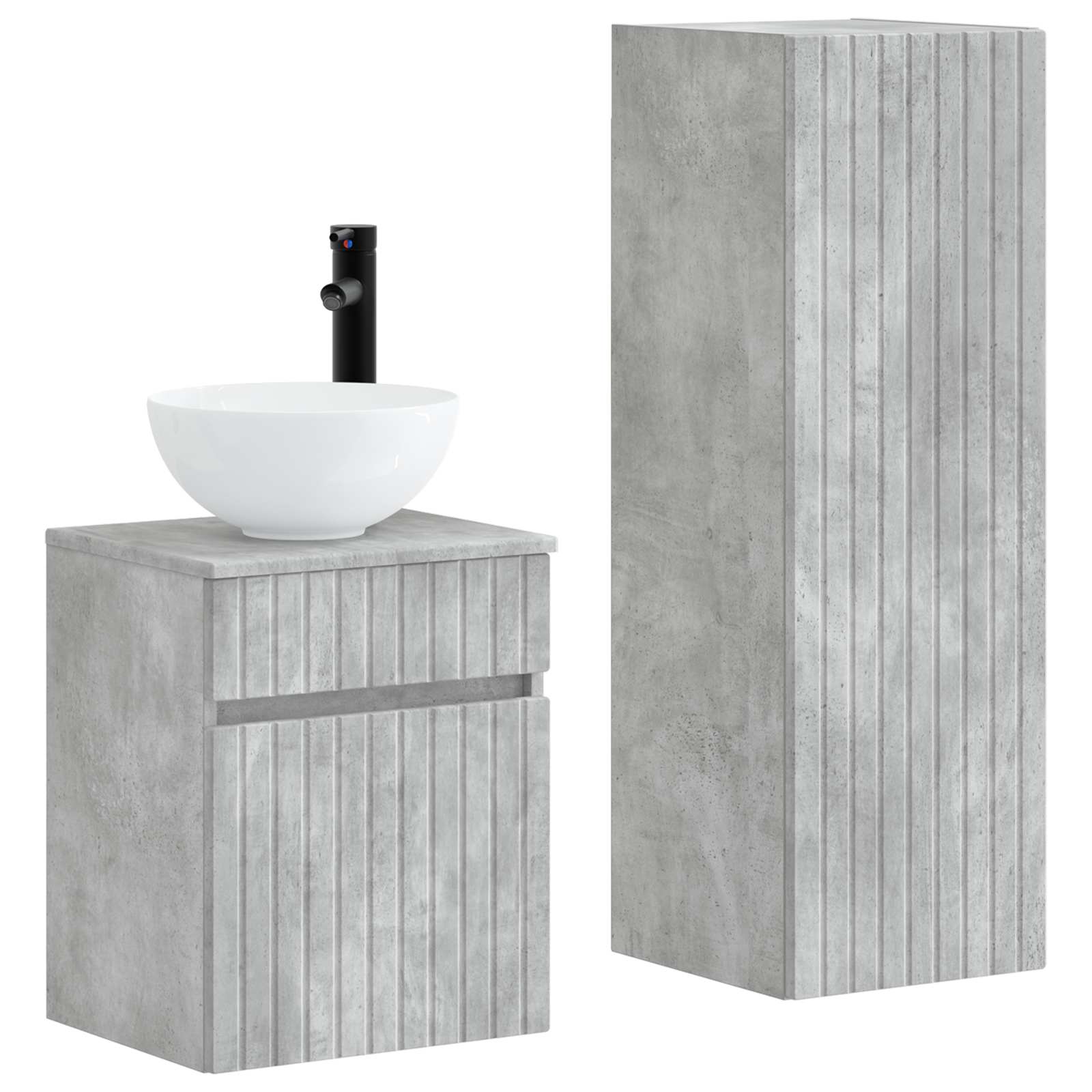 Badezimmermöbel-Set 2 stk. Betongrau 33 x 34,5 x 100 cm