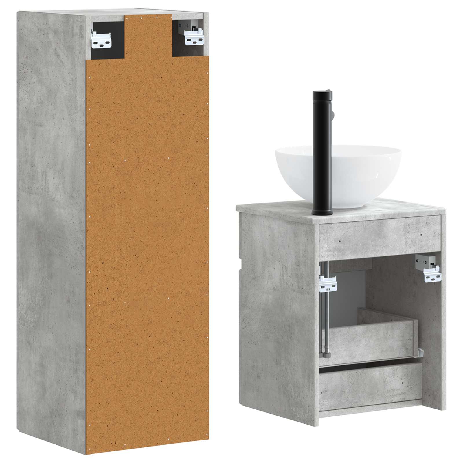 Badezimmermöbel-Set 2 stk. Betongrau 33 x 34,5 x 100 cm