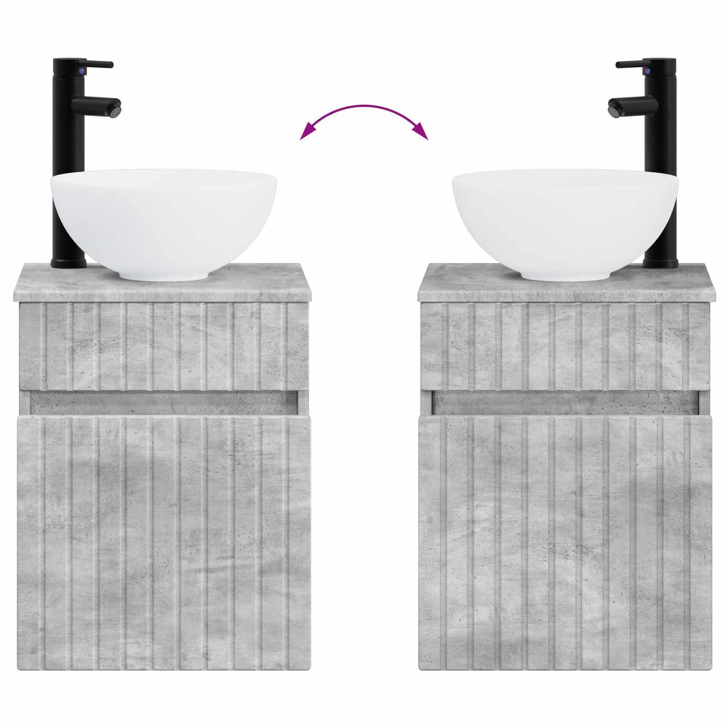 Badezimmermöbel-Set 2 stk. Betongrau 33 x 34,5 x 100 cm