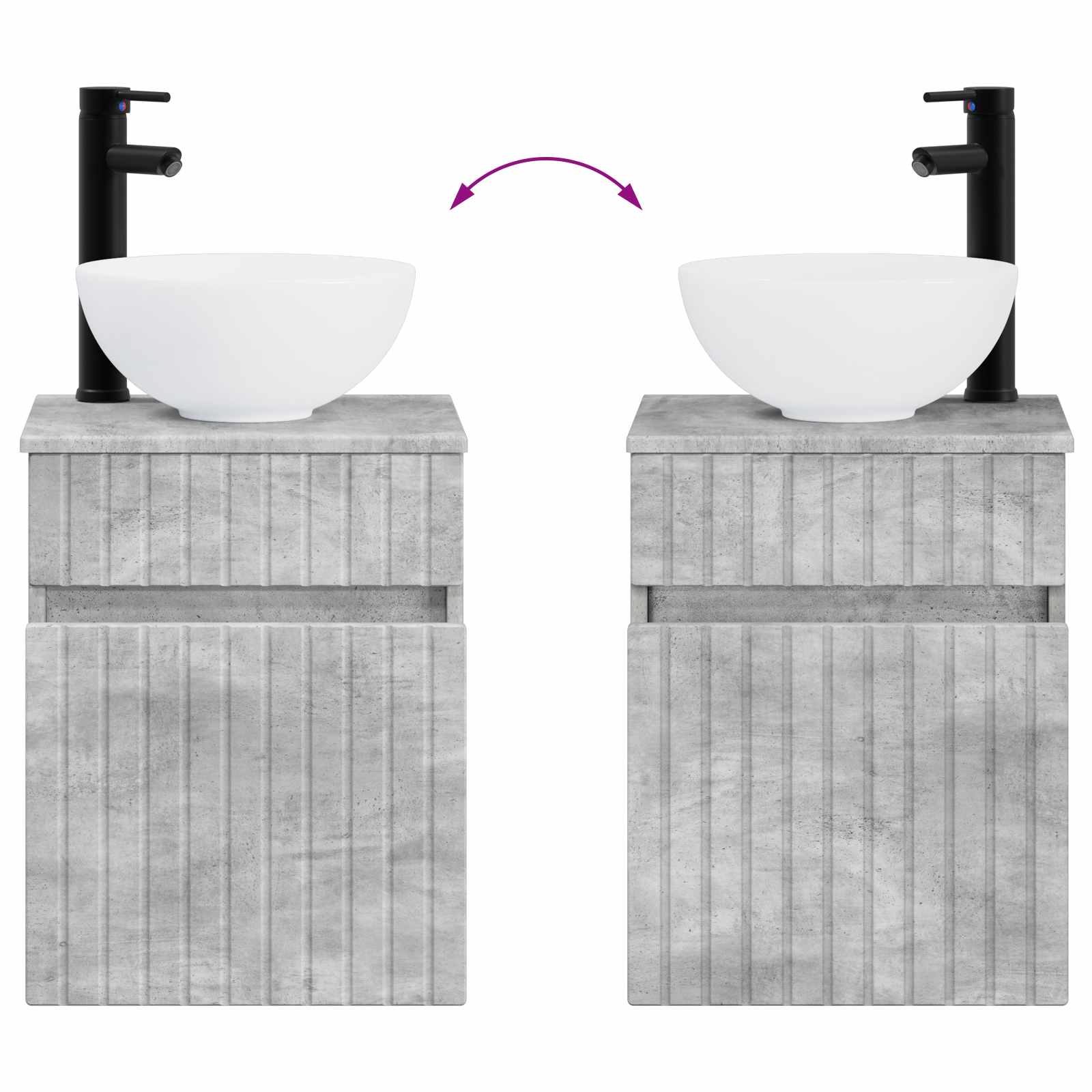 Badezimmermöbel-Set 2 stk. Betongrau 33 x 34,5 x 100 cm