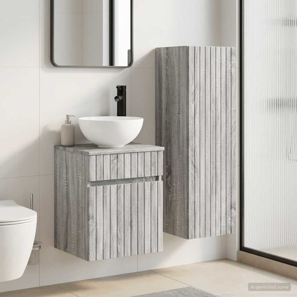 Badezimmermöbel-Set 2 stk. Grau Sonoma 33 x 34,5 x 100 cm