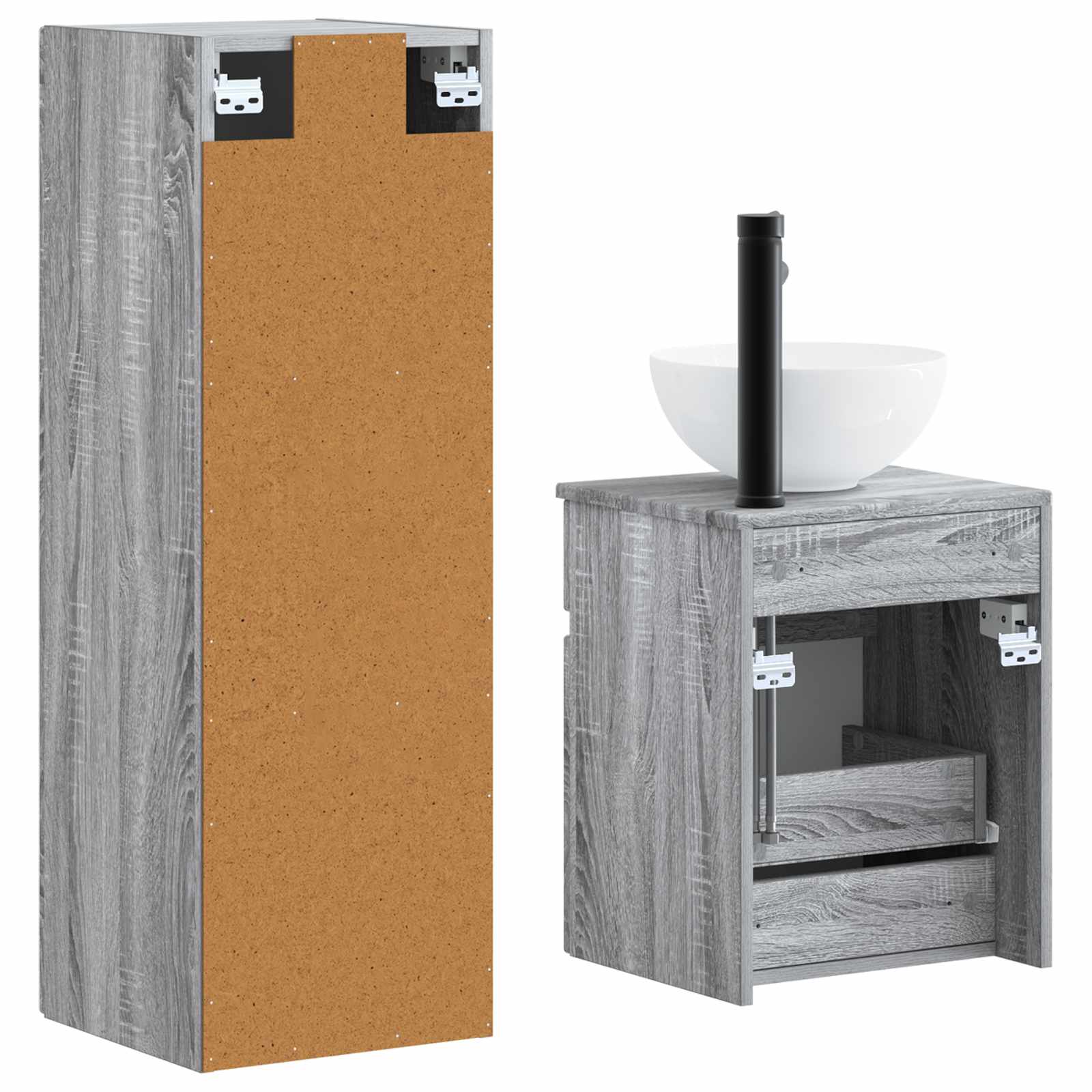 Badezimmermöbel-Set 2 stk. Grau Sonoma 33 x 34,5 x 100 cm