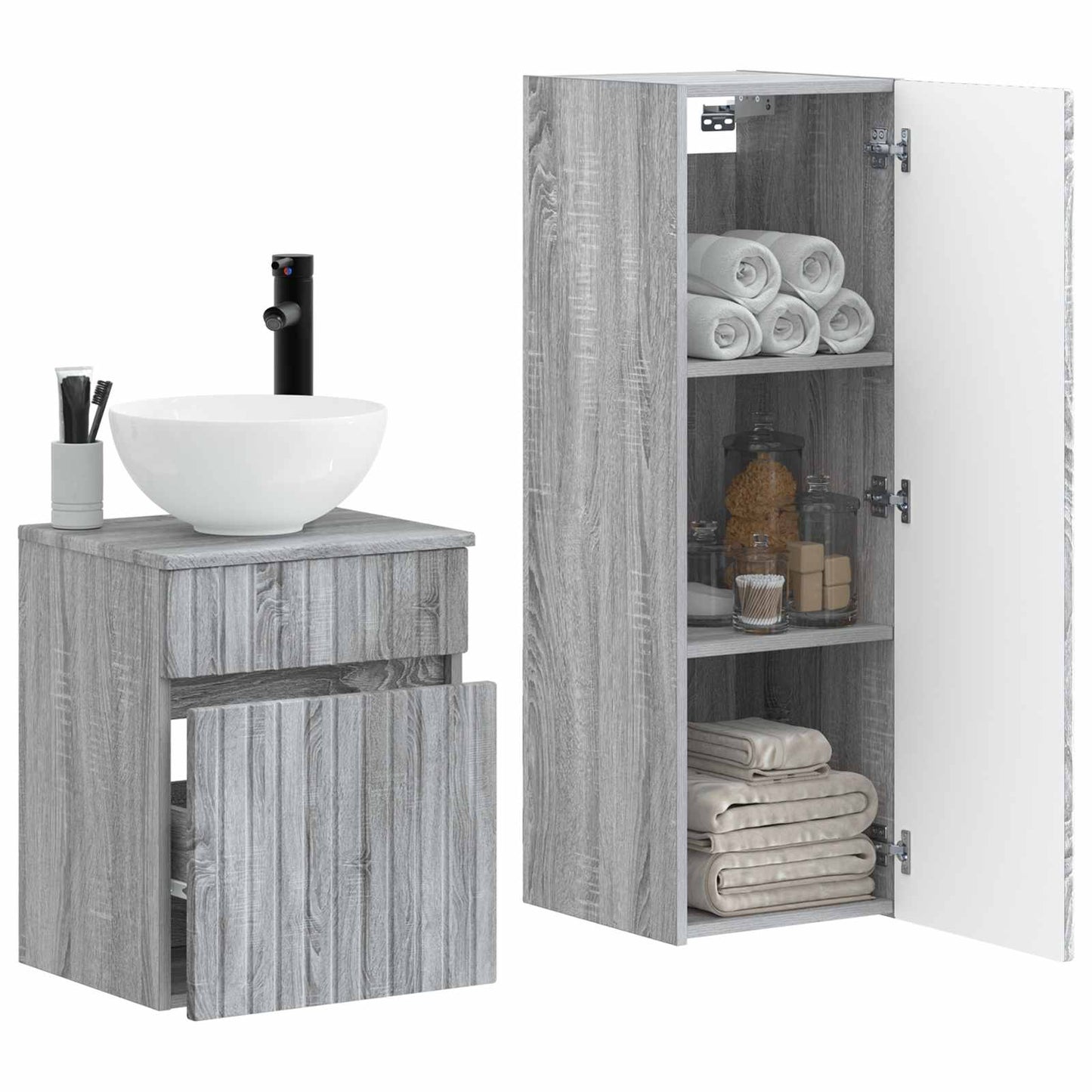 Badezimmermöbel-Set 2 stk. Grau Sonoma 33 x 34,5 x 100 cm