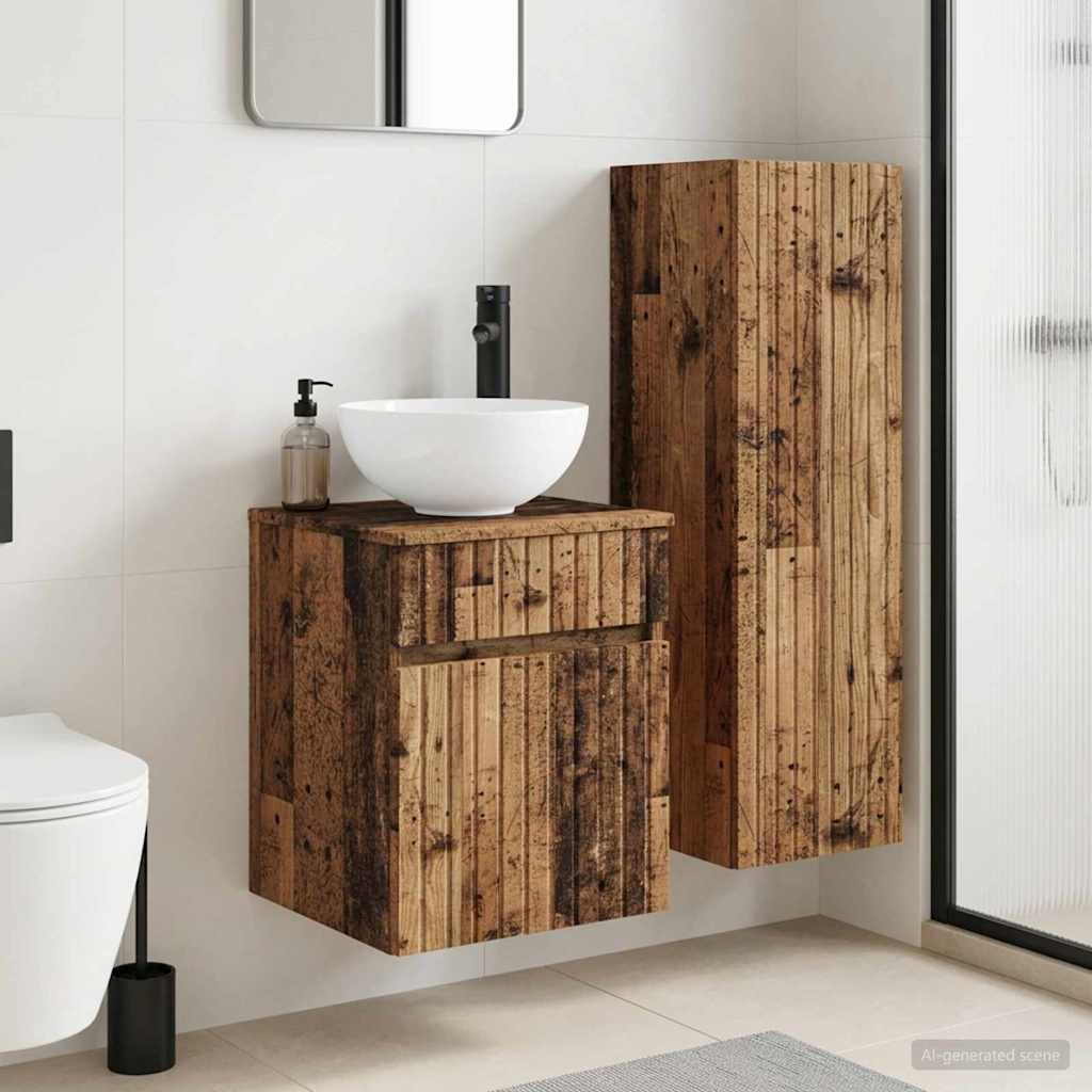 Badezimmermöbel-Set 2 stk. Altholz 33 x 34,5 x 100 cm