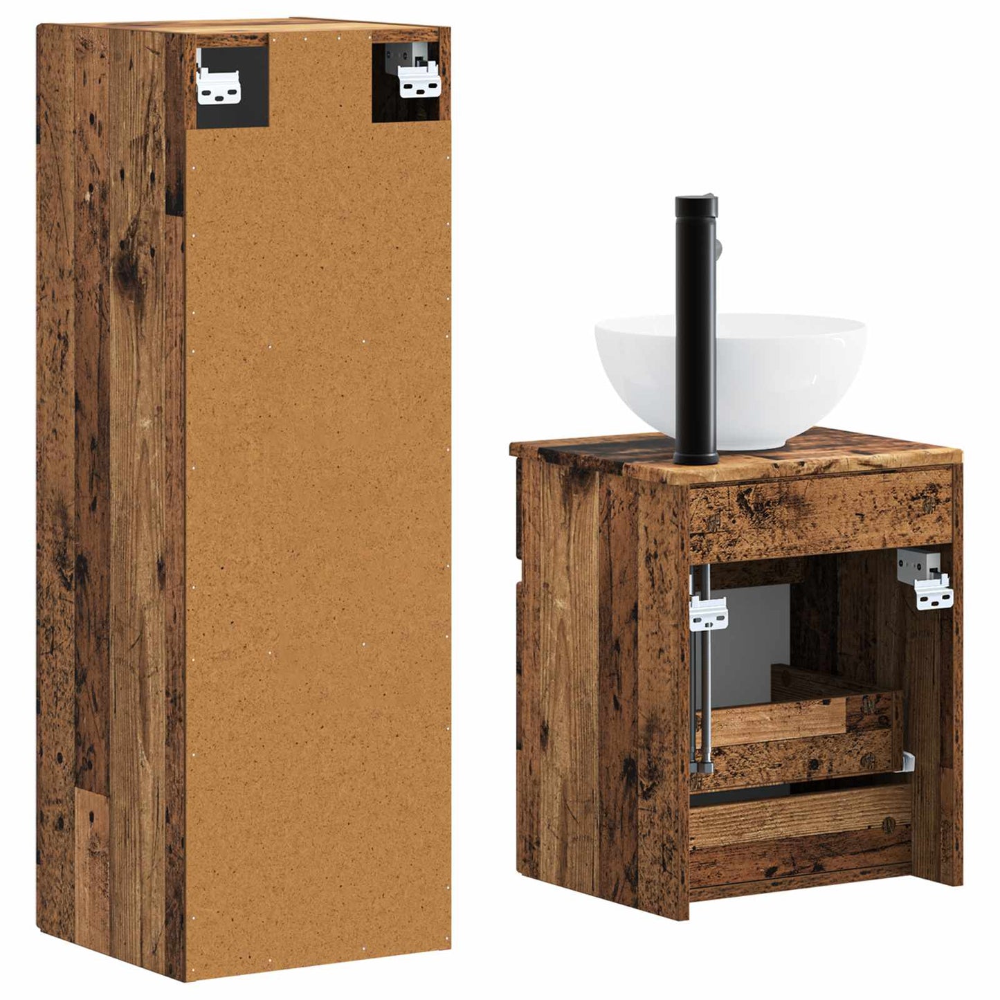 Badezimmermöbel-Set 2 stk. Altholz 33 x 34,5 x 100 cm