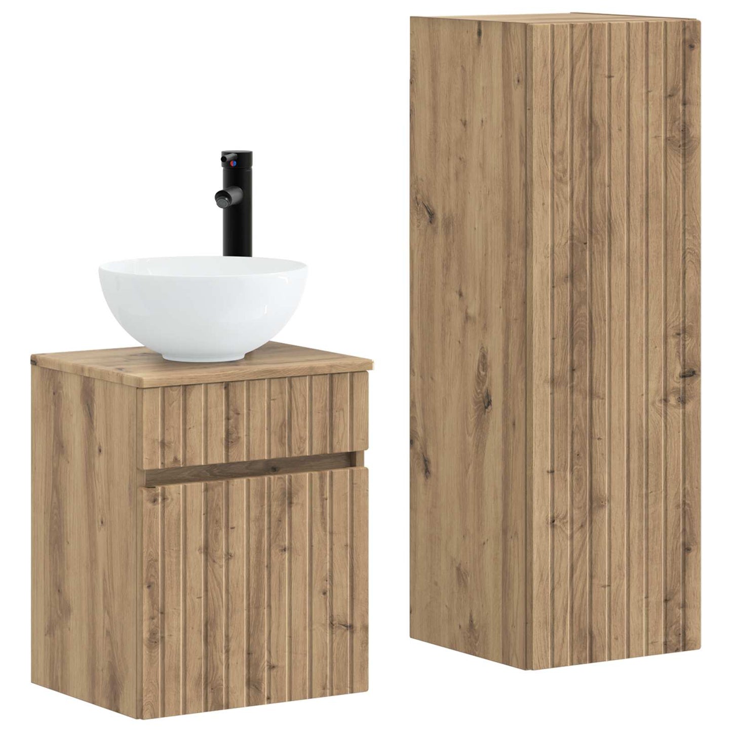 Badezimmermöbel-Set 2 Stk. Artisan-Eiche 33 x 34,5 x 100 cm