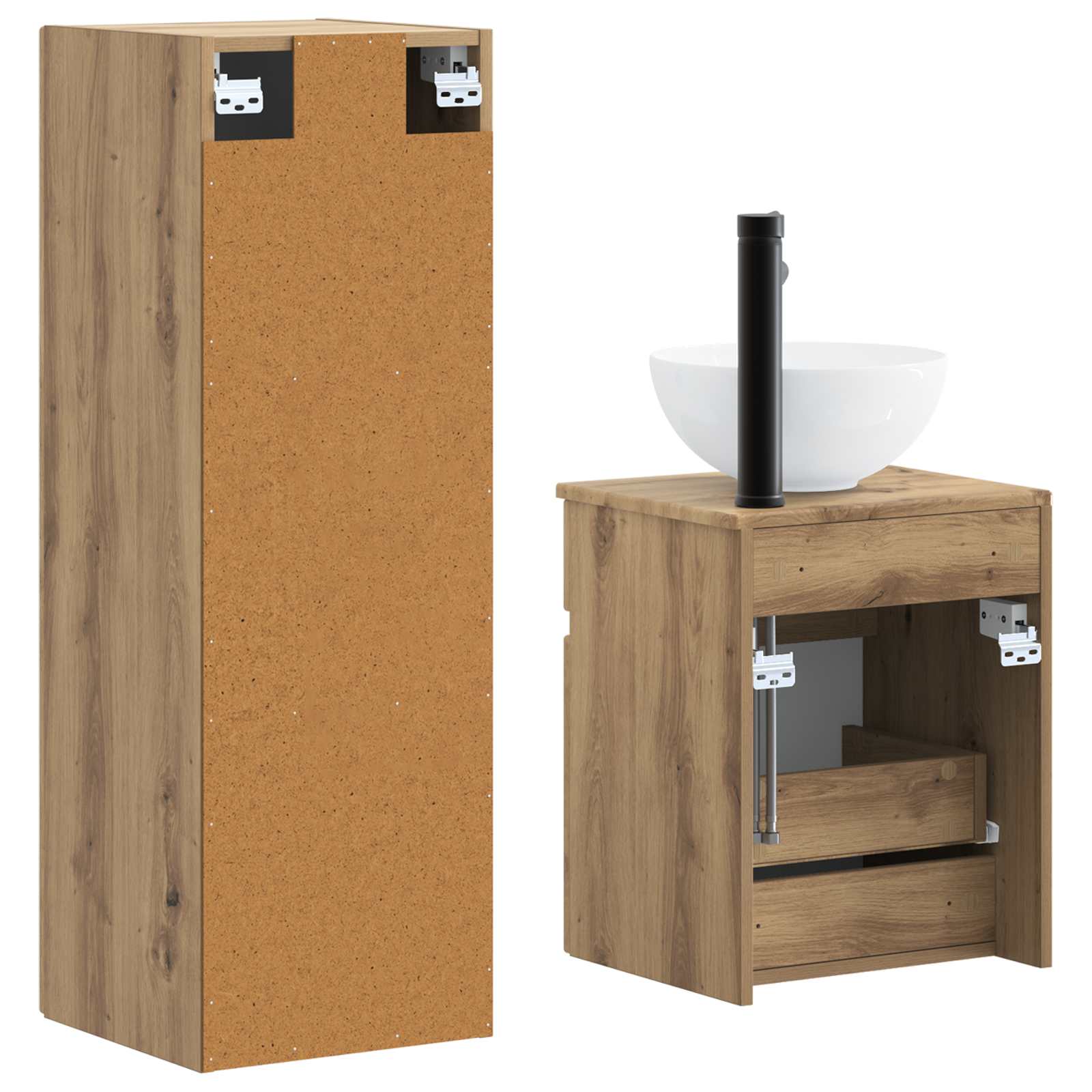 Badezimmermöbel-Set 2 Stk. Artisan-Eiche 33 x 34,5 x 100 cm
