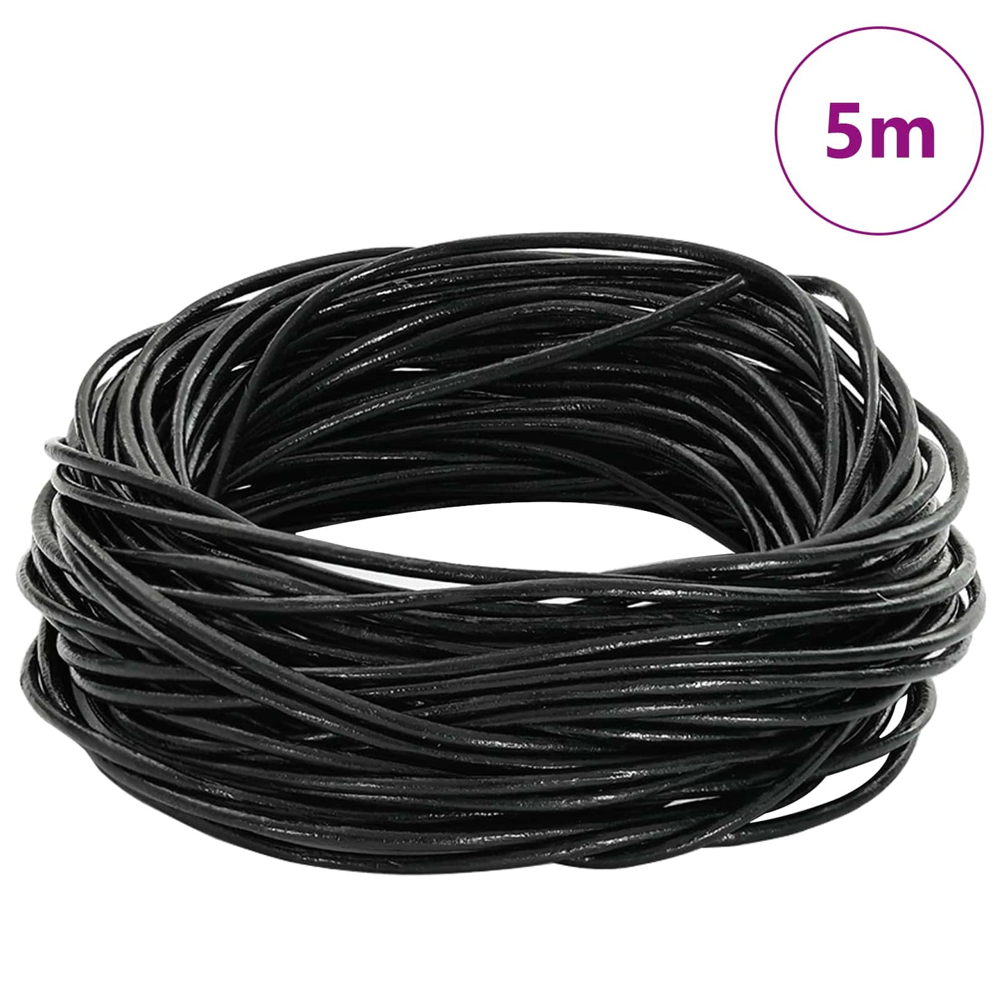 Leder Schnur 1 Schwarz Ø1,5 mm x 5 m Leder