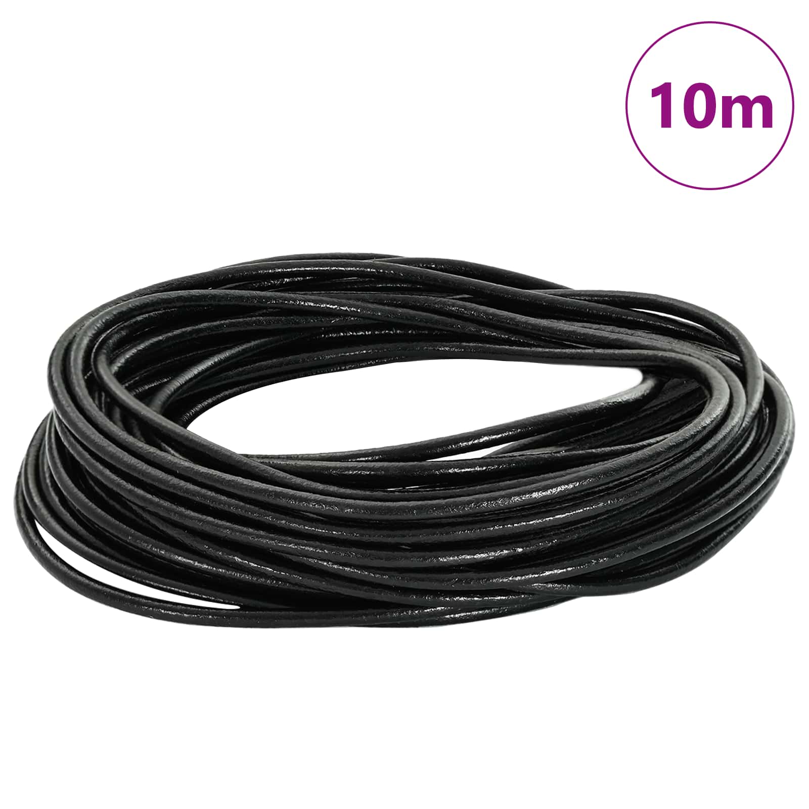 Leder Schnur 1 Schwarz Ø2,5 mm x 10 m Leder