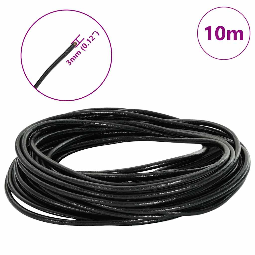 Leder Schnur 1 Schwarz Ø3 mm x 10 m Leder