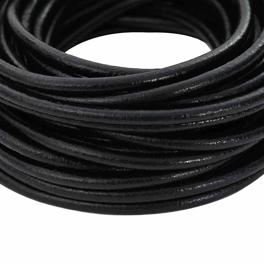 Leder Schnur 1 Schwarz Ø4 mm x 5 m Leder