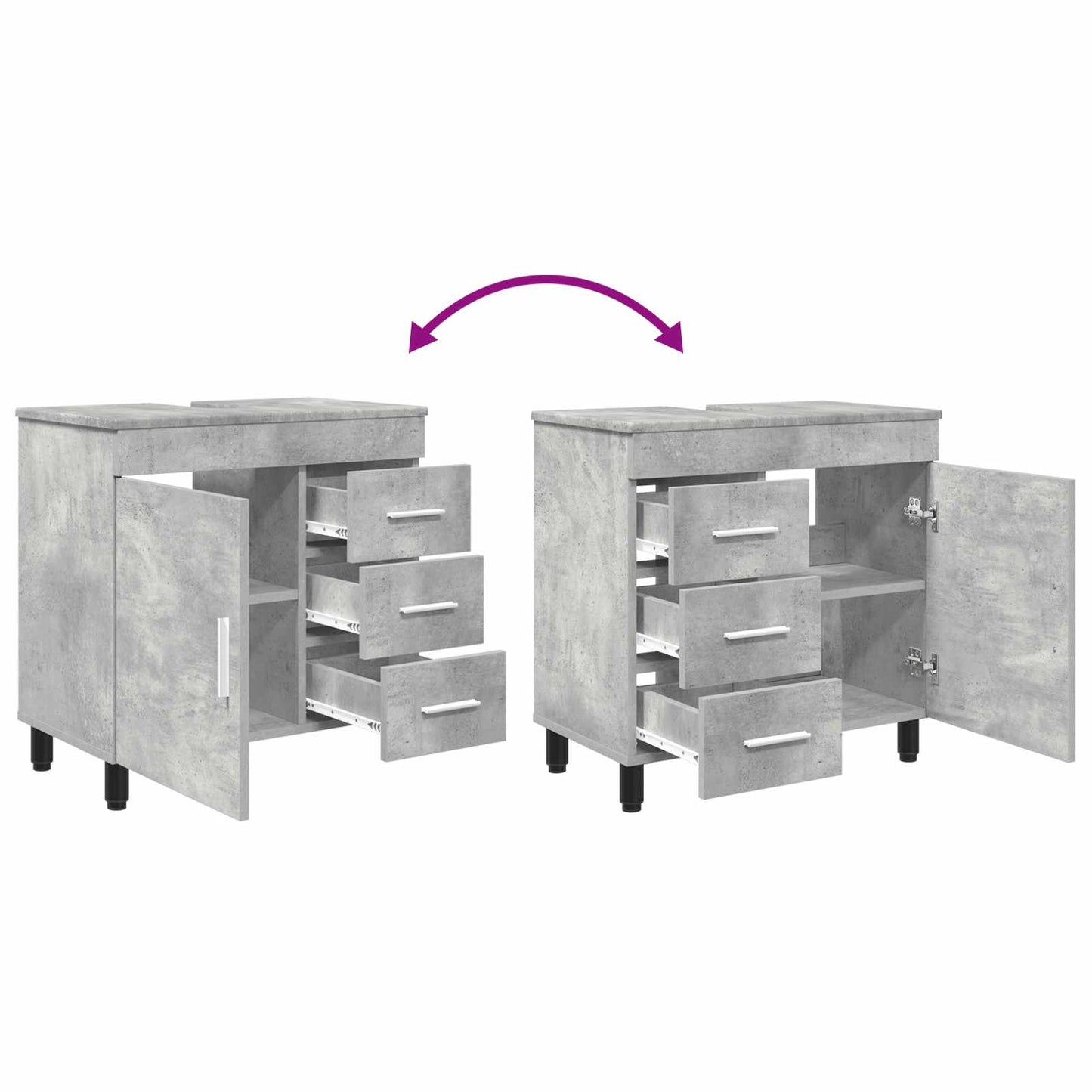 Waschtisch Betongrau 60 x 35 x 60 cm Holzwerkstoff