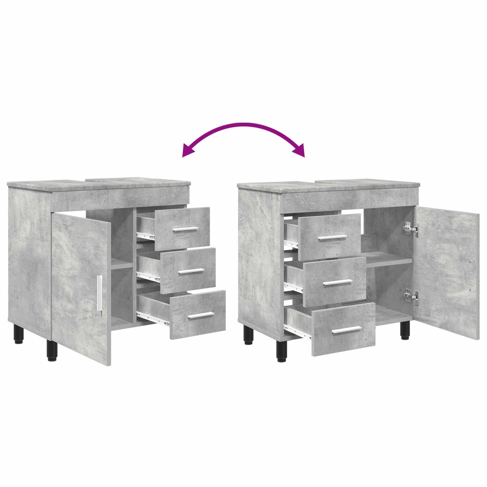 Waschtisch Betongrau 60 x 35 x 60 cm Holzwerkstoff