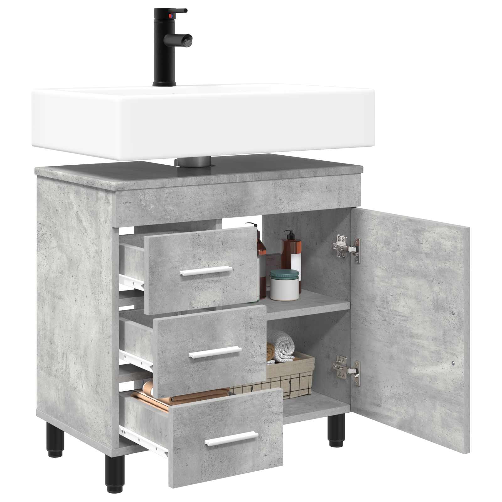 Waschtisch Betongrau 60 x 35 x 60 cm Holzwerkstoff