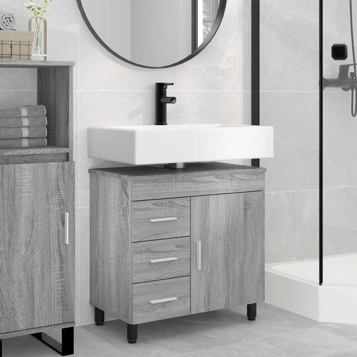 Waschtisch Sonoma-Grau 60 x 35 x 60 cm Holzwerkstoff