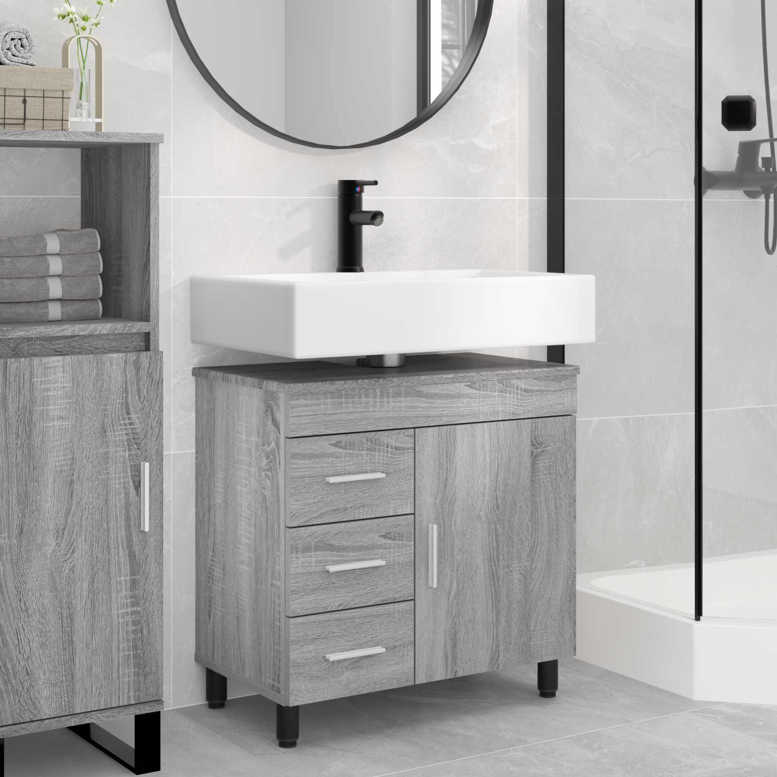 Waschtisch Sonoma-Grau 60 x 35 x 60 cm Holzwerkstoff