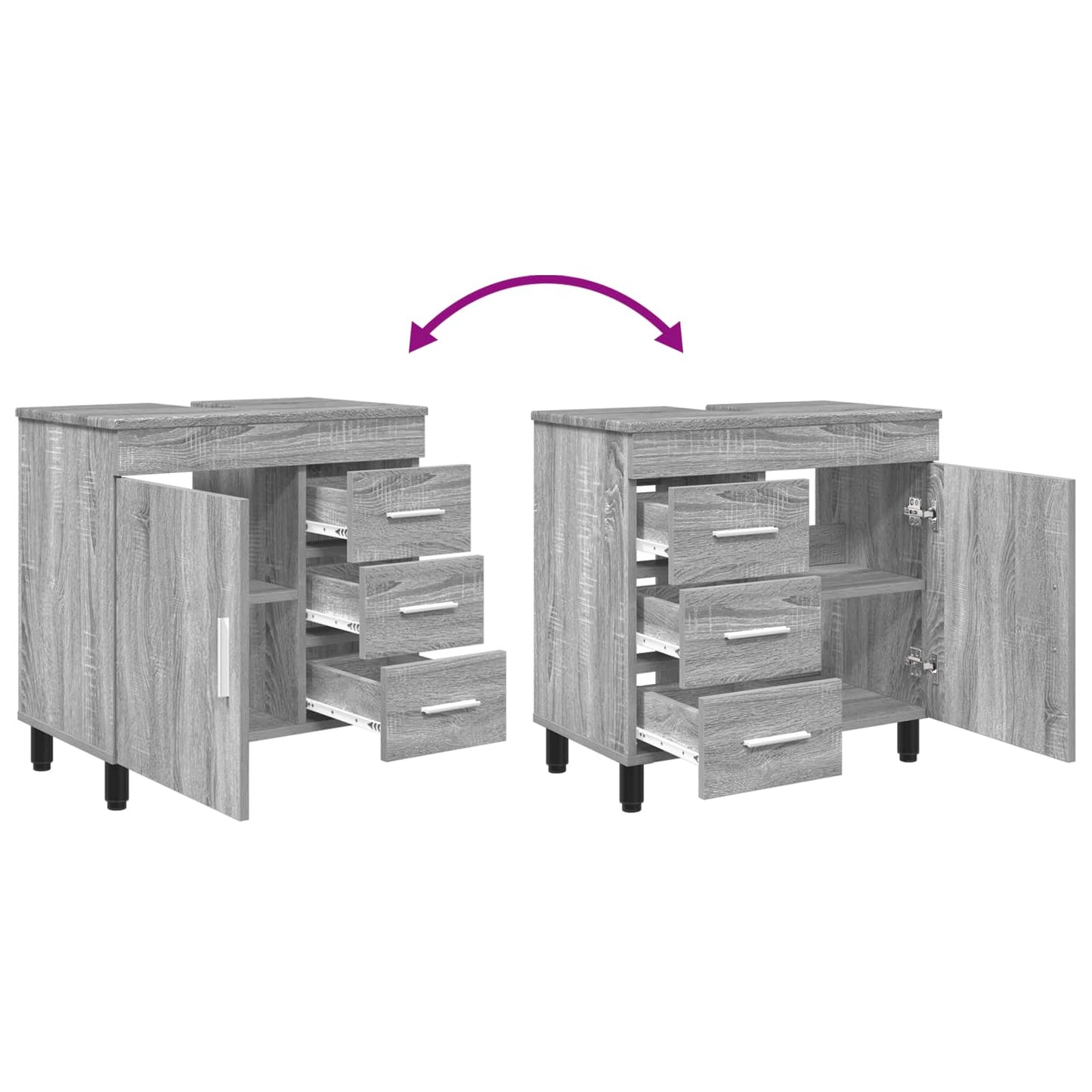 Waschtisch Sonoma-Grau 60 x 35 x 60 cm Holzwerkstoff