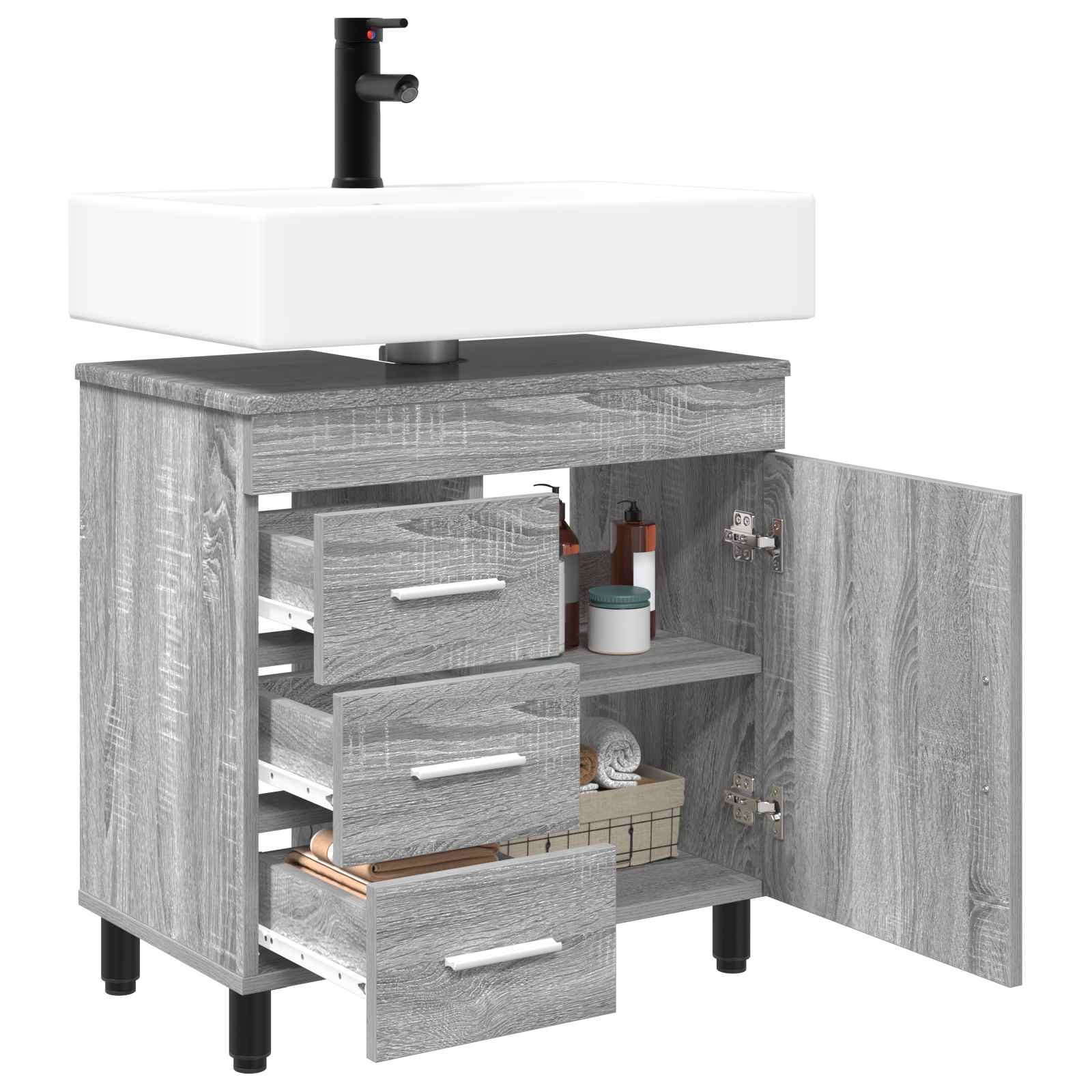 Waschtisch Sonoma-Grau 60 x 35 x 60 cm Holzwerkstoff