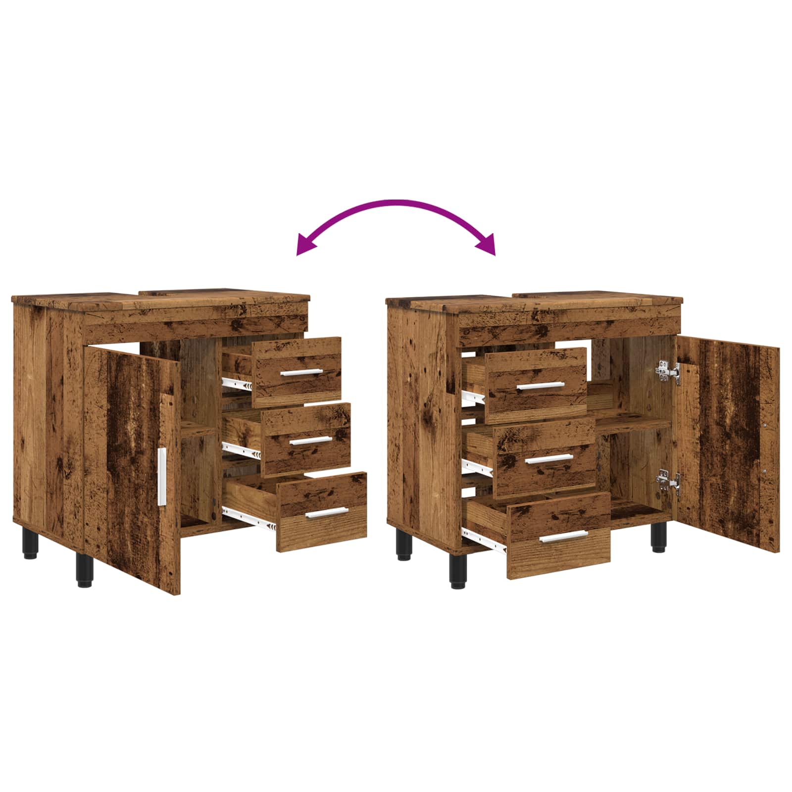 Waschtisch Altholz 60 x 35 x 60 cm Holzwerkstoff
