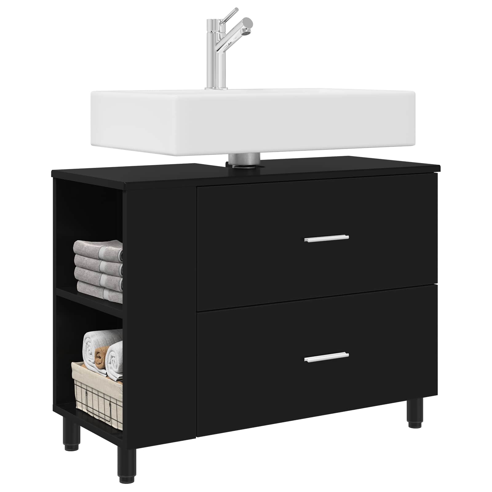 Waschtisch Schwarz 80 x 35 x 60 cm Holzwerkstoff