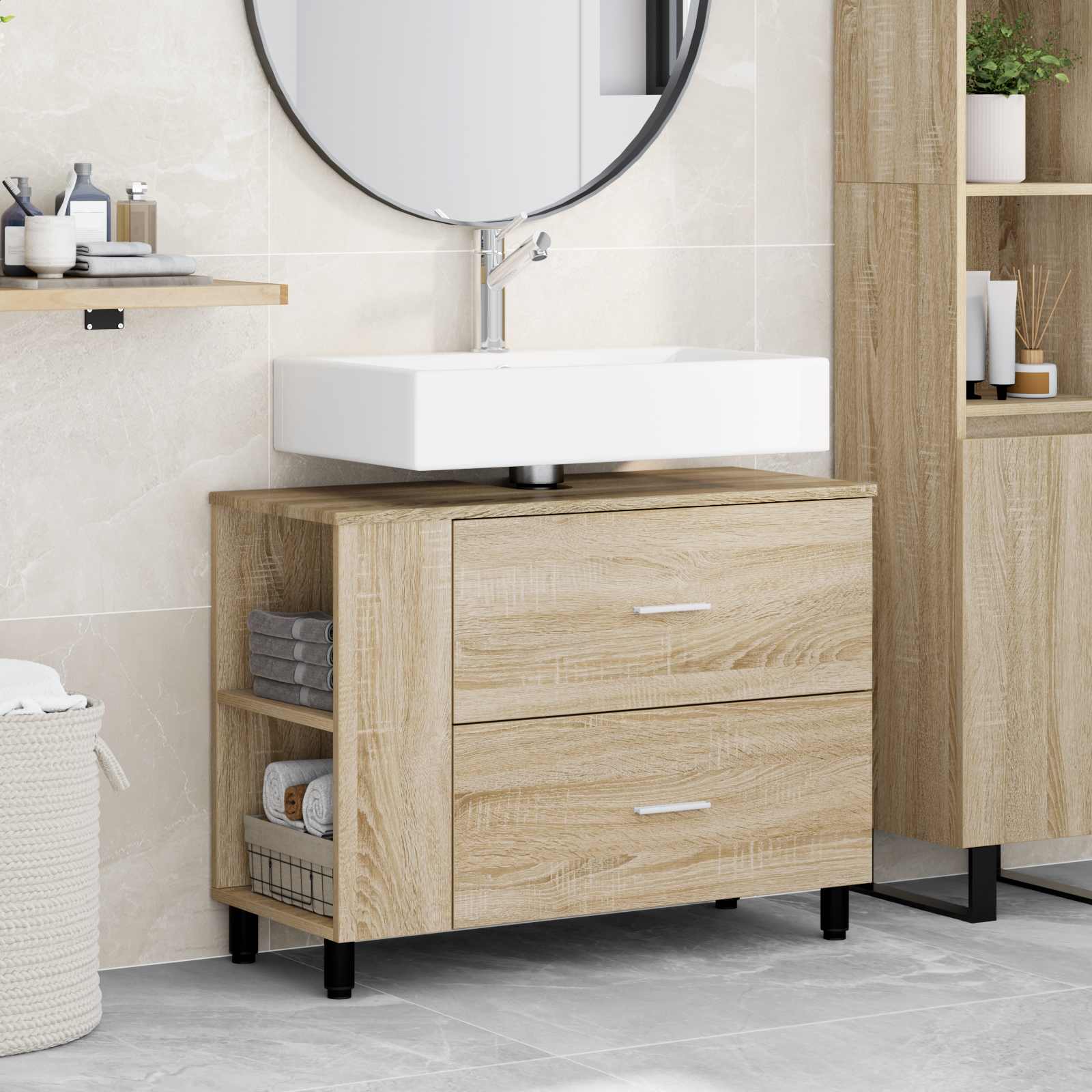 Waschtisch Sonoma-Eiche 80 x 35 x 60 cm Holzwerkstoff