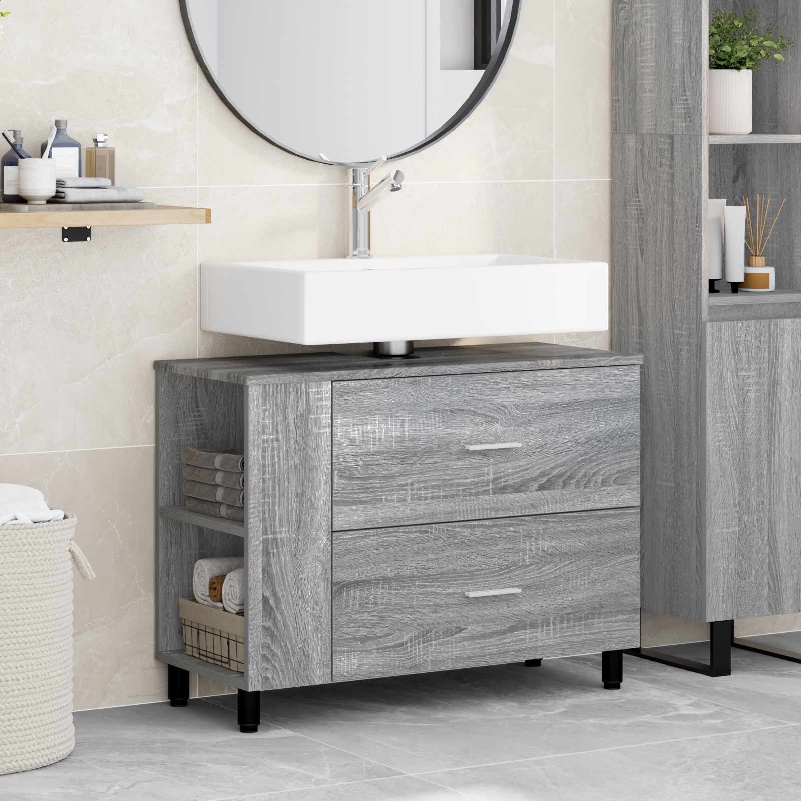 Waschtisch Sonoma-Grau 80 x 35 x 60 cm Holzwerkstoff
