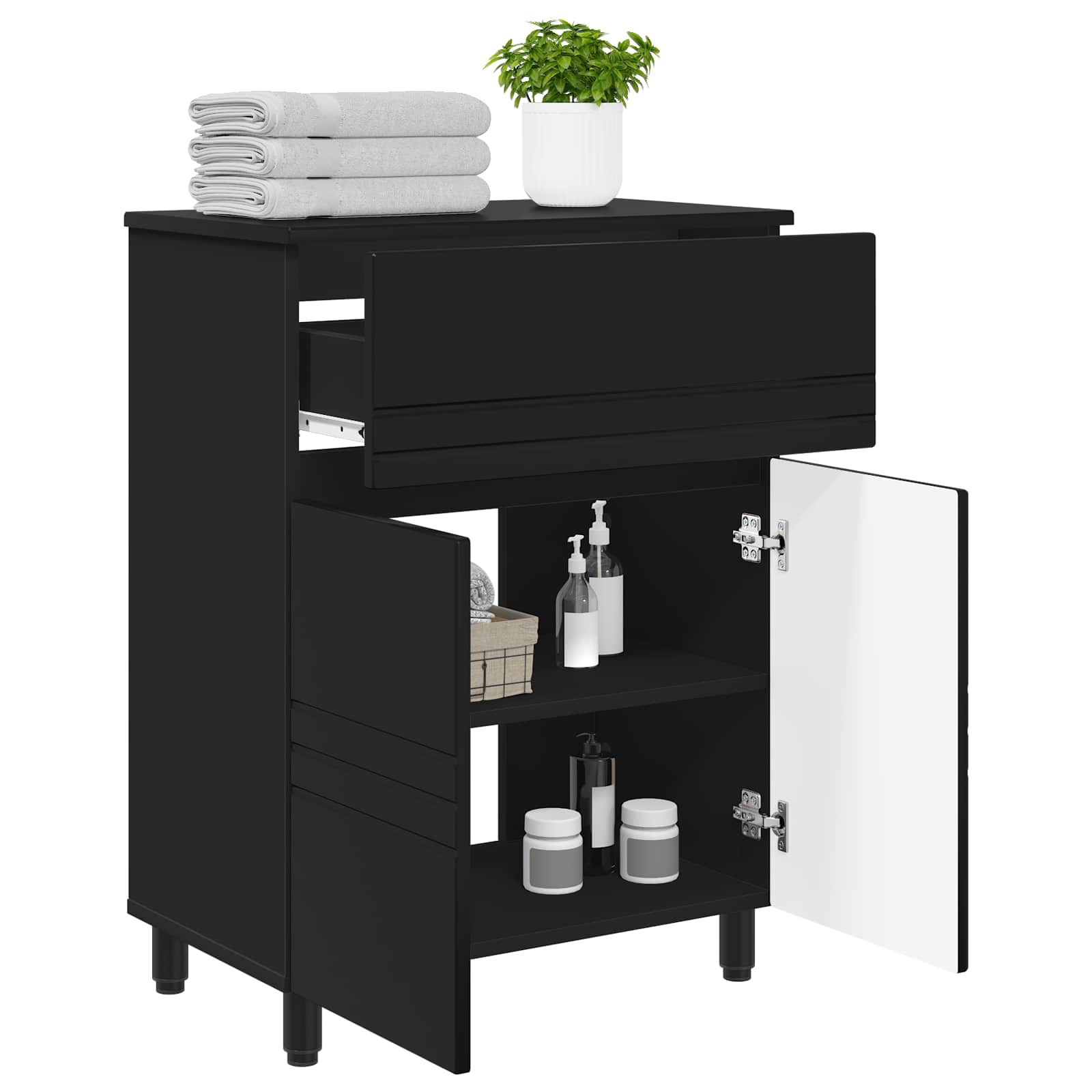 Waschtisch Schwarz 60 x 35 x 80 cm Holzwerkstoff