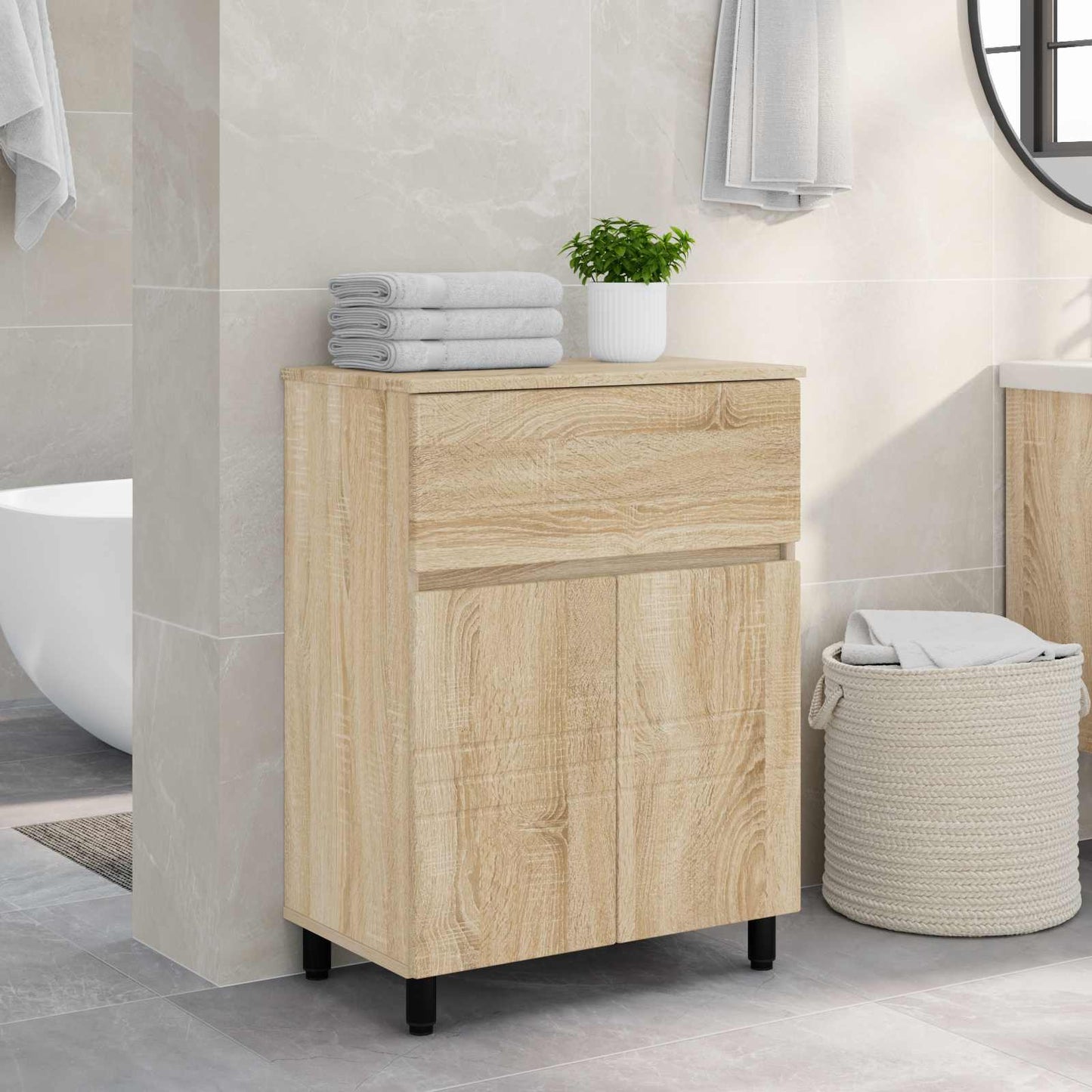 Waschtisch Sonoma-Eiche 60 x 35 x 80 cm Holzwerkstoff